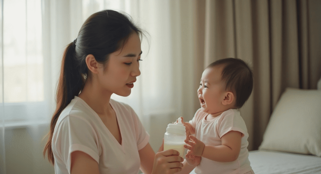 Ép bé bú đúng số ml